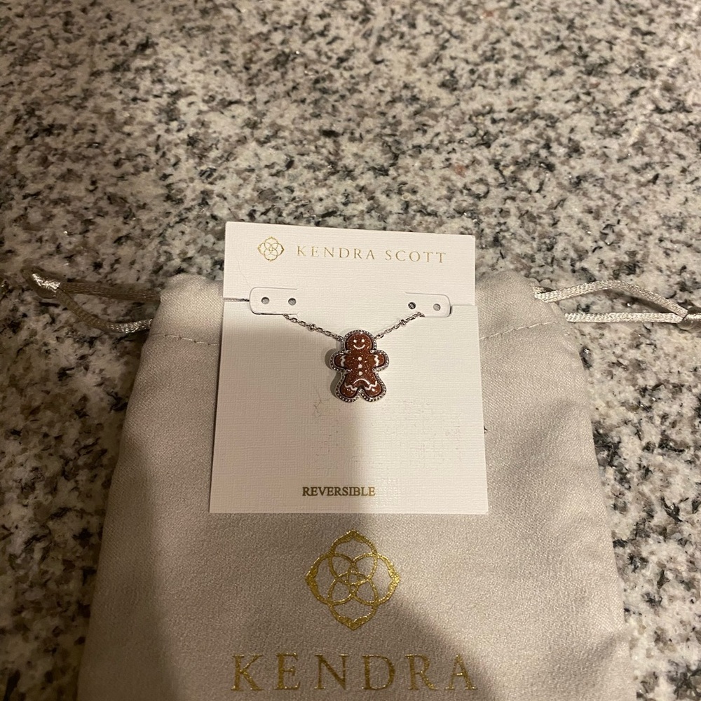 Kendra Scott Silver Color Christmas Gingerbread Necklace NEW
